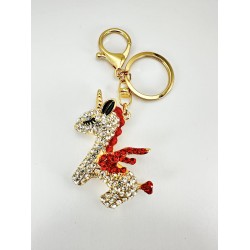 Unicorn Taşlı Kırmızı Anahtarlık 